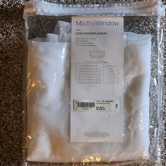 MarthaWindow Sheer White Curtain Panel 100% Polyester Made In Egypt 84x60 - Picture 7 of 7